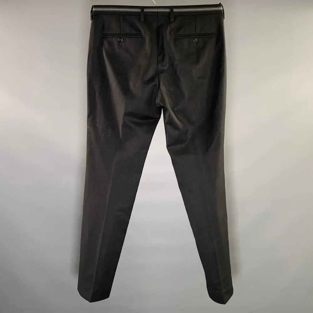 GUCCI Size 36 Black Grey Stripe Viscose Flat Front Dress Pants